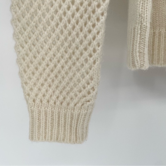 LoveShackFancy Rosie Alpaca Chunky Boatneck Pullover Sweater in Snow Size XS - Picture 7 of 11